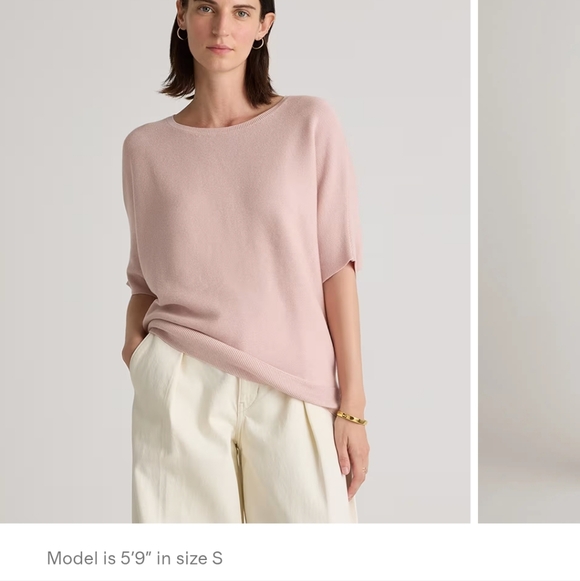 Quince Lightweight Cotton Cashmere Dolman Sweater Size M, Color: Sugar Stone - Picture 2 of 3